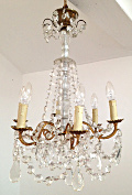 vintage french crystal and brass chndelier